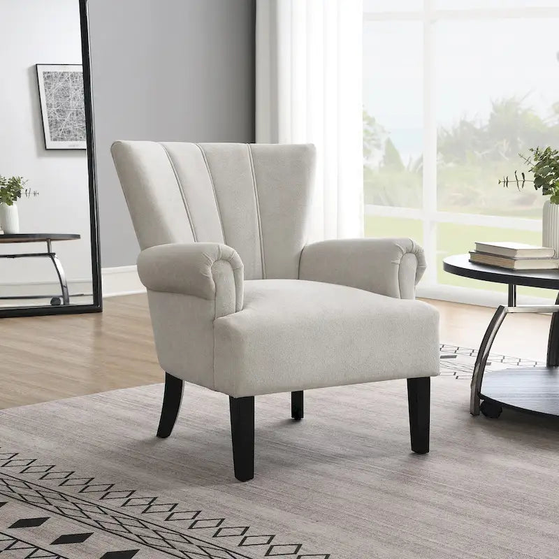 Fauteuil rembourré de 74 cm avec dossier cannelé et mousse haute densité — Gris