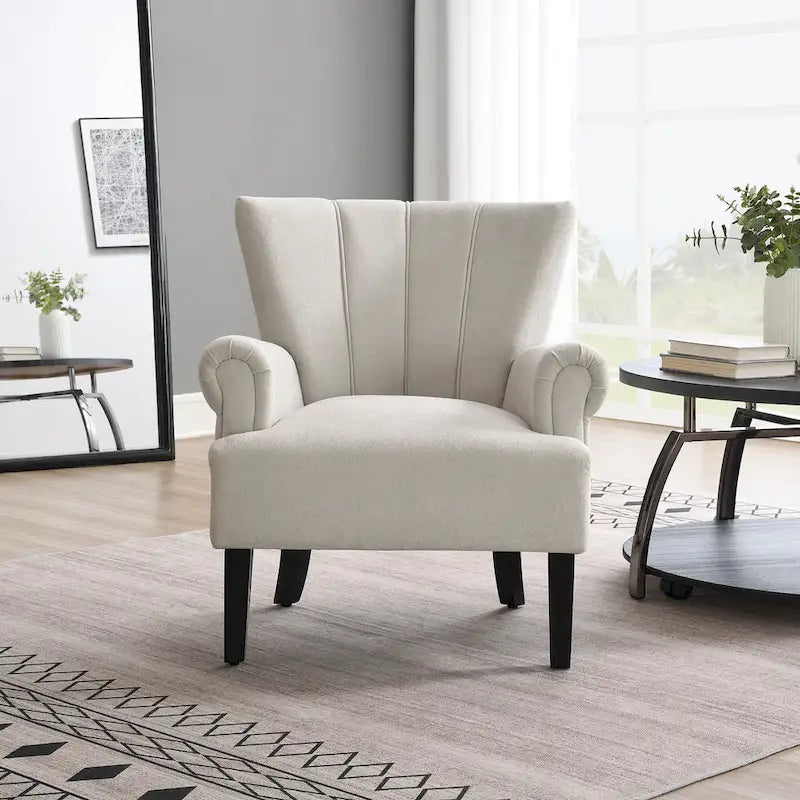 Fauteuil rembourré de 74 cm avec dossier cannelé et mousse haute densité — Gris
