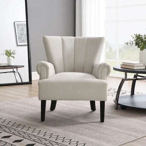 Fauteuil rembourré de 74 cm avec dossier cannelé et mousse haute densité — Gris