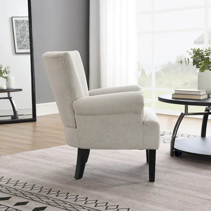 Fauteuil rembourré de 74 cm avec dossier cannelé et mousse haute densité — Gris
