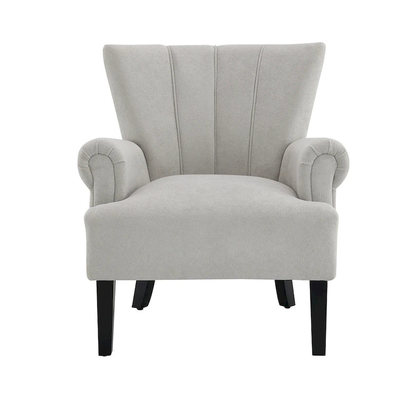 Fauteuil rembourré de 74 cm avec dossier cannelé et mousse haute densité — Gris