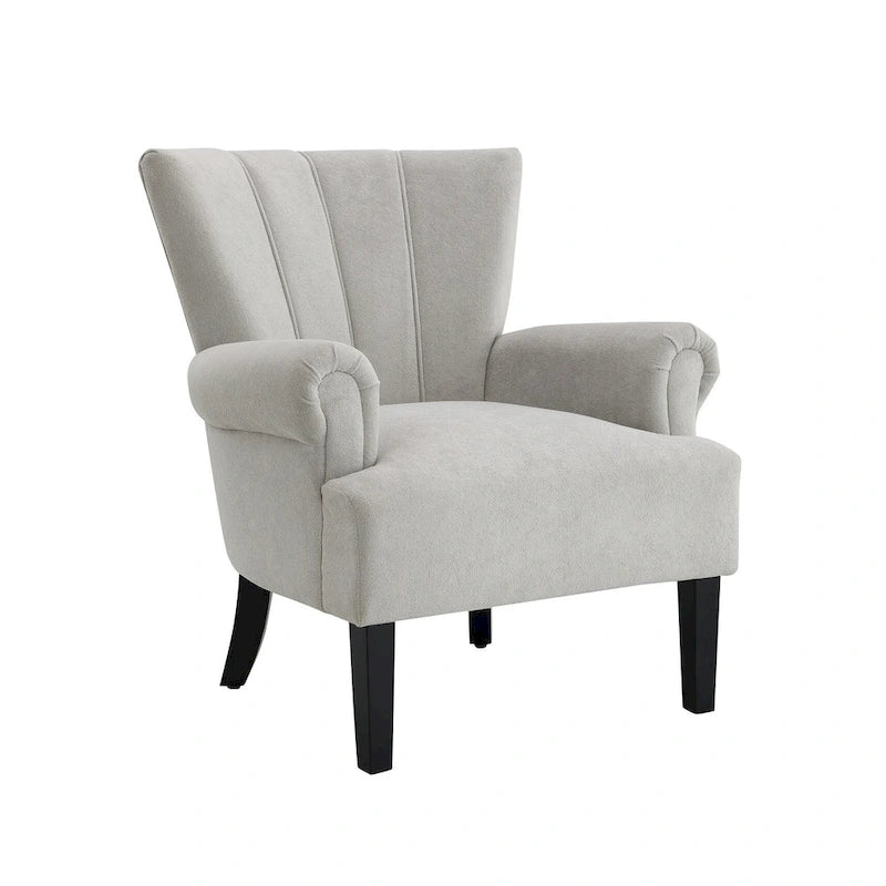 Fauteuil rembourré de 74 cm avec dossier cannelé et mousse haute densité — Gris