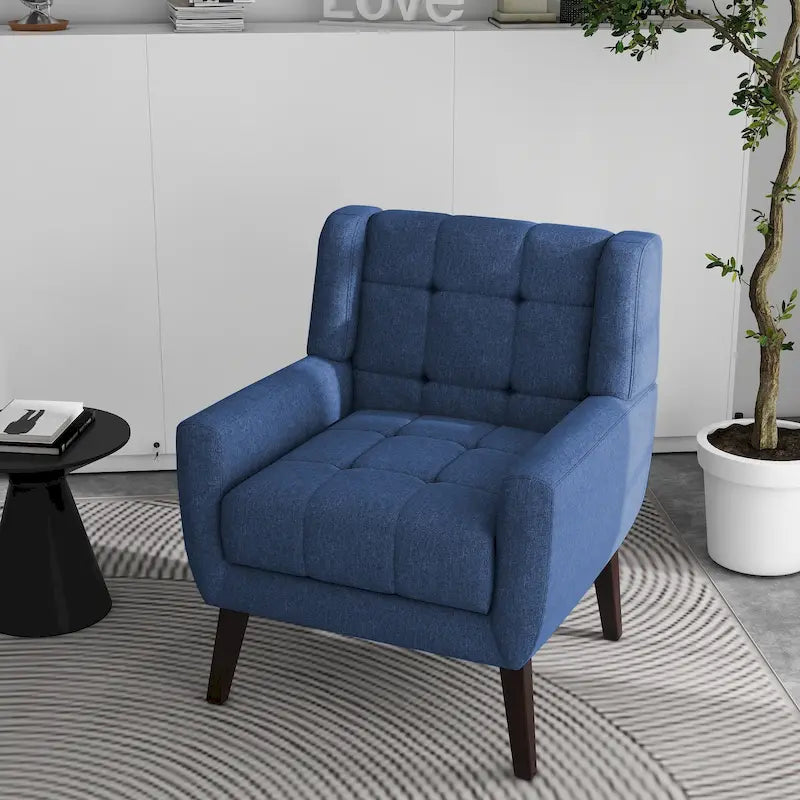 Fauteuil d'appoint capitonné avec pieds en bois massif — 13 coloris