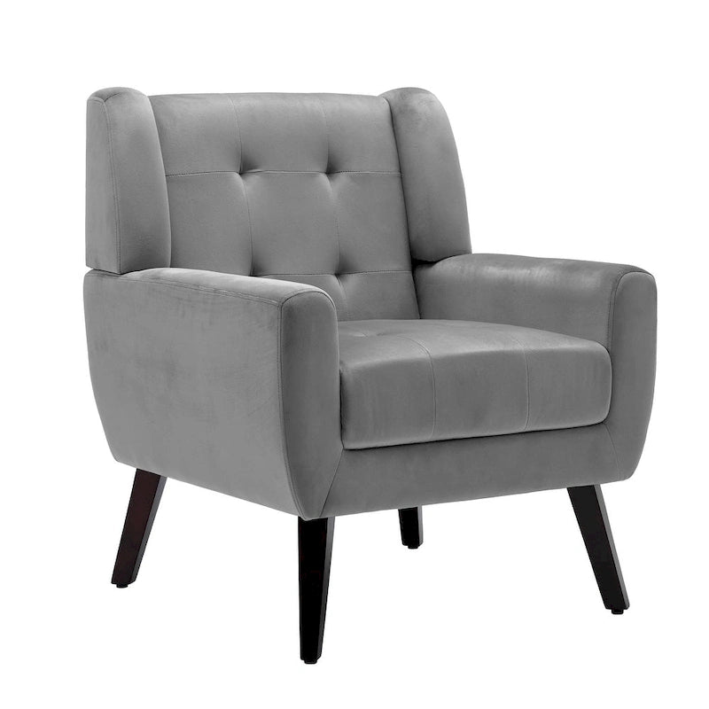 Fauteuil d'appoint capitonné avec pieds en bois massif — 13 coloris