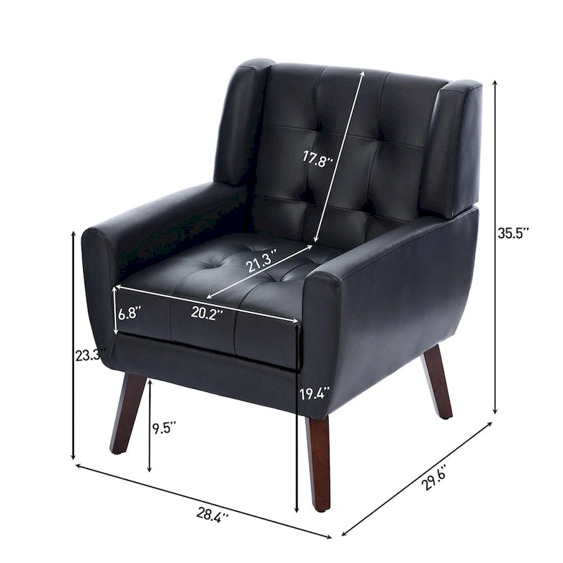 Fauteuil d'appoint capitonné avec pieds en bois massif — 13 coloris