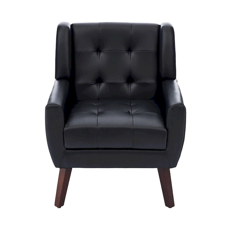 Fauteuil d'appoint capitonné avec pieds en bois massif — 13 coloris
