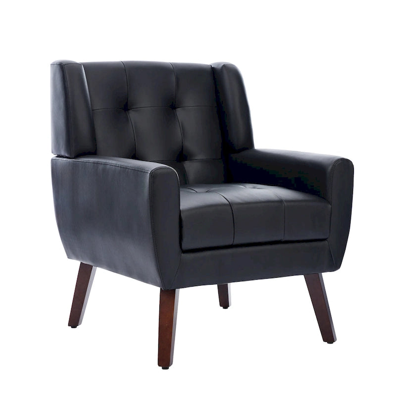 Fauteuil d'appoint capitonné avec pieds en bois massif — 13 coloris