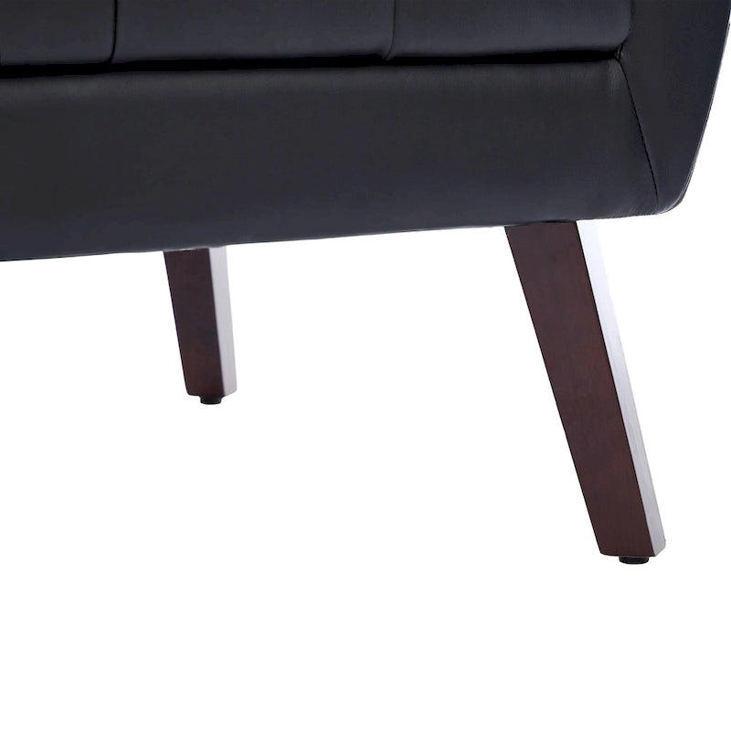Fauteuil d'appoint capitonné avec pieds en bois massif — 13 coloris