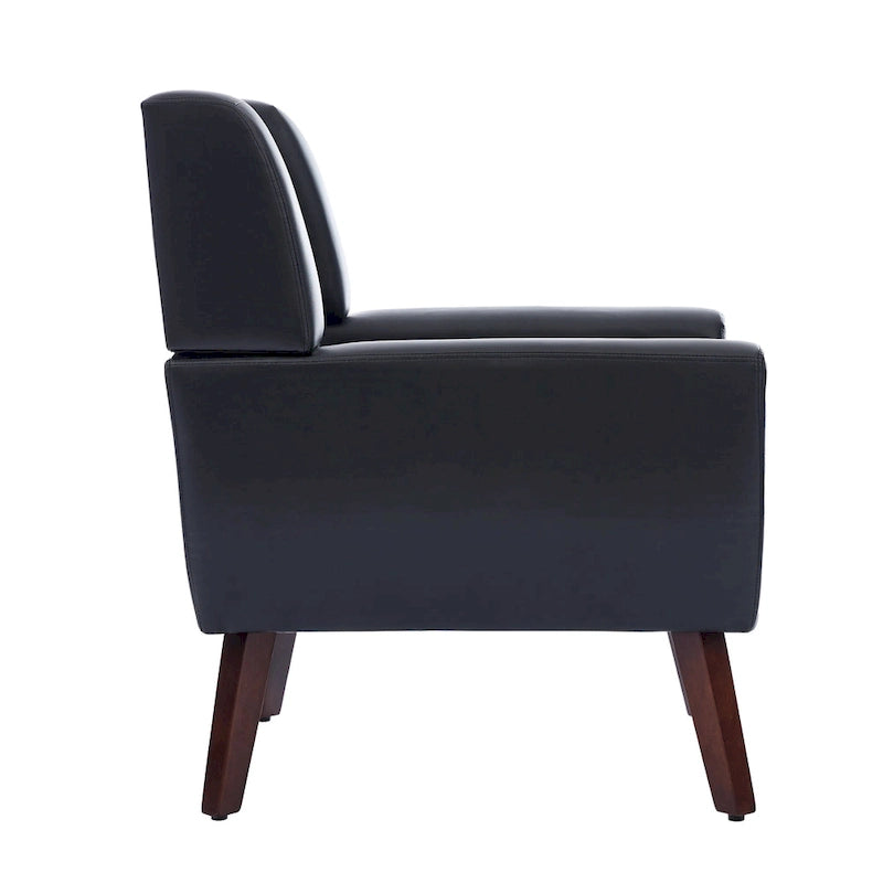 Fauteuil d'appoint capitonné avec pieds en bois massif — 13 coloris