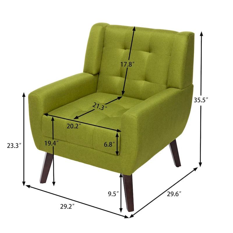 Fauteuil d'appoint capitonné avec pieds en bois massif — 13 coloris