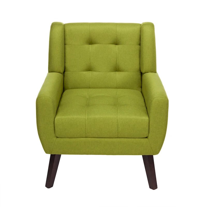 Fauteuil d'appoint capitonné avec pieds en bois massif — 13 coloris