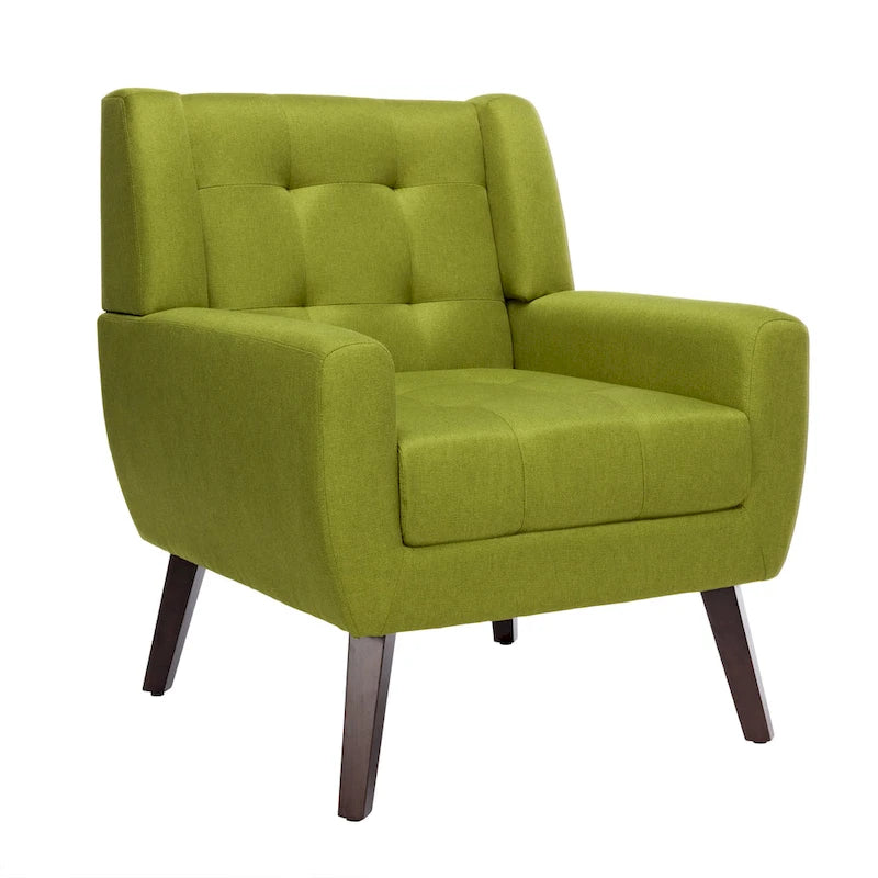 Fauteuil d'appoint capitonné avec pieds en bois massif — 13 coloris