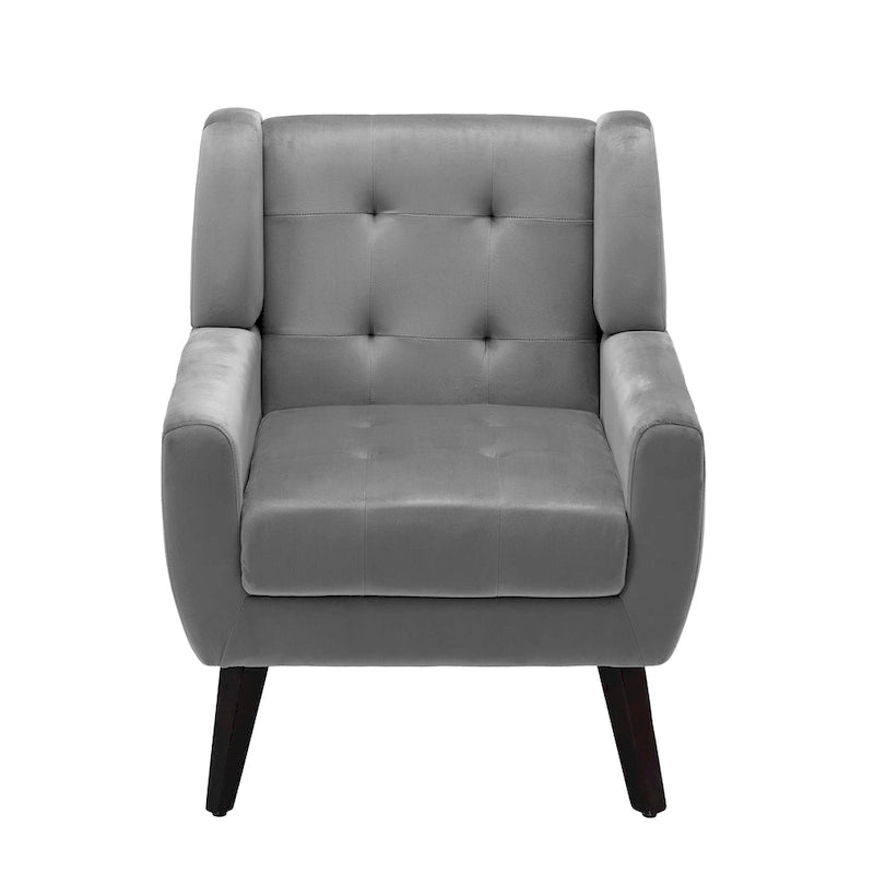 Fauteuil d'appoint capitonné avec pieds en bois massif — 13 coloris