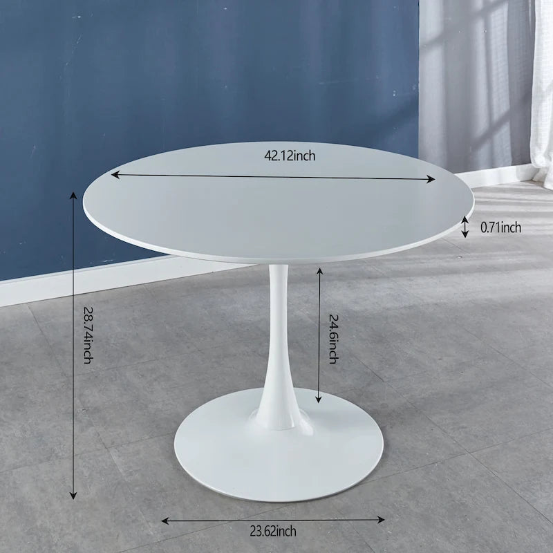 Table à manger de style tulipe du milieu du siècle pour 4 à 6 personnes — Blanc