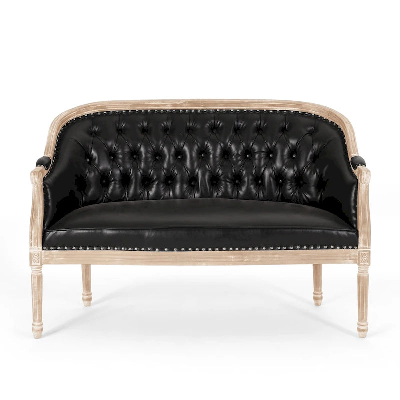Causeuse capitonnée avec accoudoirs arrondis et garniture cloutée — 6 combinaisons de couleurs
