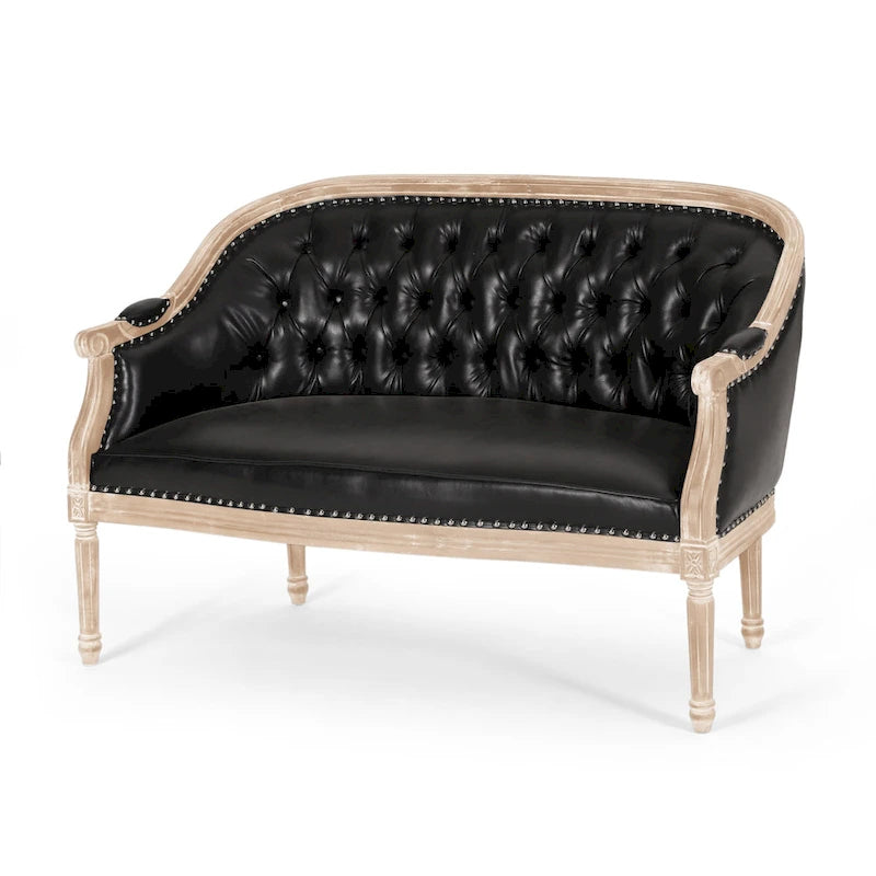 Causeuse capitonnée avec accoudoirs arrondis et garniture cloutée — 6 combinaisons de couleurs