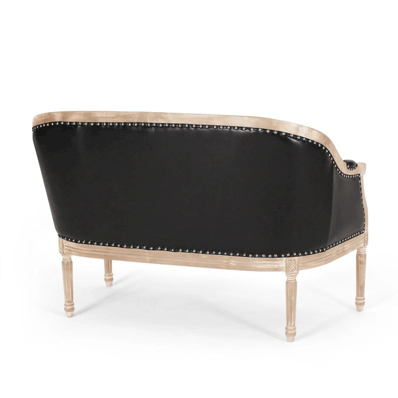 Causeuse capitonnée avec accoudoirs arrondis et garniture cloutée — 6 combinaisons de couleurs