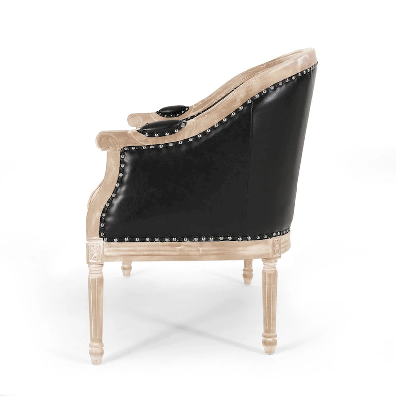 Causeuse capitonnée avec accoudoirs arrondis et garniture cloutée — 6 combinaisons de couleurs