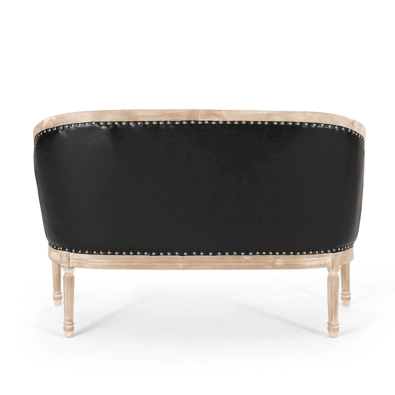 Causeuse capitonnée avec accoudoirs arrondis et garniture cloutée — 6 combinaisons de couleurs