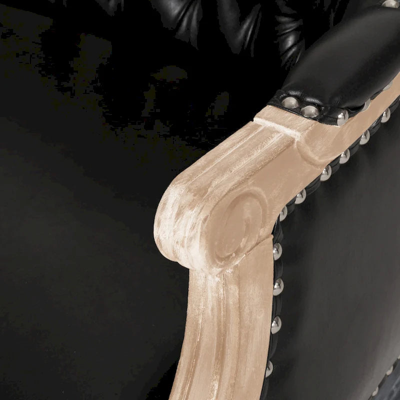 Causeuse capitonnée avec accoudoirs arrondis et garniture cloutée — 6 combinaisons de couleurs