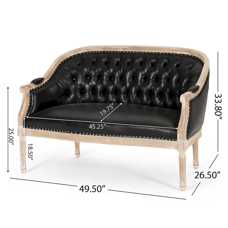 Causeuse capitonnée avec accoudoirs arrondis et garniture cloutée — 6 combinaisons de couleurs