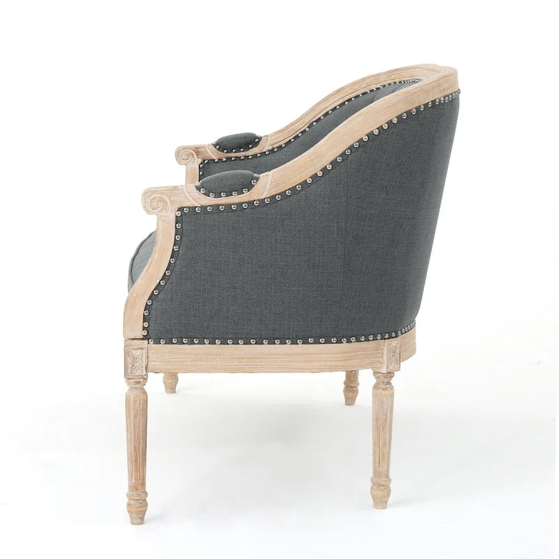 Causeuse capitonnée avec accoudoirs arrondis et garniture cloutée — 6 combinaisons de couleurs