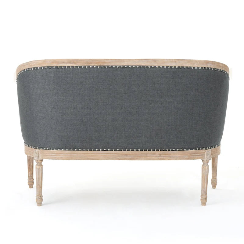 Causeuse capitonnée avec accoudoirs arrondis et garniture cloutée — 6 combinaisons de couleurs