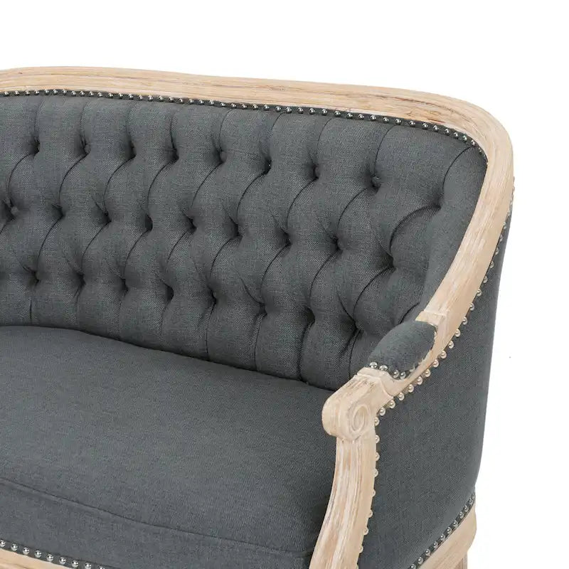 Causeuse capitonnée avec accoudoirs arrondis et garniture cloutée — 6 combinaisons de couleurs