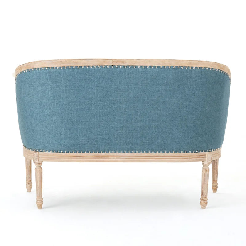Causeuse capitonnée avec accoudoirs arrondis et garniture cloutée — 6 combinaisons de couleurs