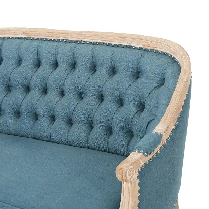 Causeuse capitonnée avec accoudoirs arrondis et garniture cloutée — 6 combinaisons de couleurs