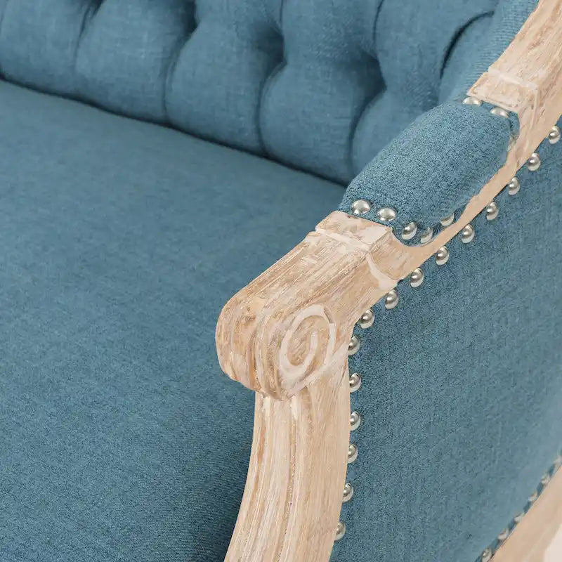 Causeuse capitonnée avec accoudoirs arrondis et garniture cloutée — 6 combinaisons de couleurs