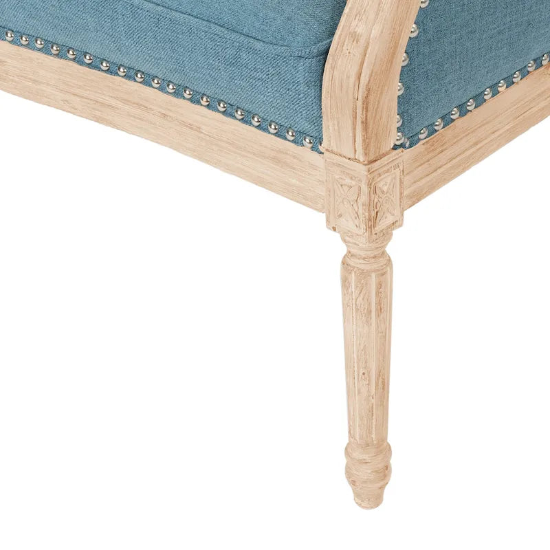 Causeuse capitonnée avec accoudoirs arrondis et garniture cloutée — 6 combinaisons de couleurs