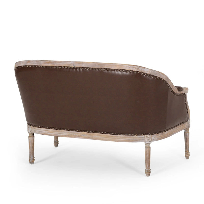 Causeuse capitonnée avec accoudoirs arrondis et garniture cloutée — 6 combinaisons de couleurs