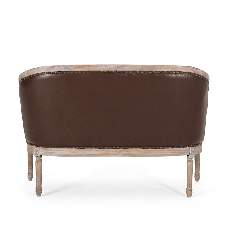 Causeuse capitonnée avec accoudoirs arrondis et garniture cloutée — 6 combinaisons de couleurs