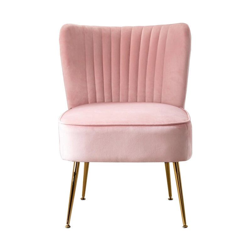 Fauteuil d'appoint capitonné en velours avec pieds dorés