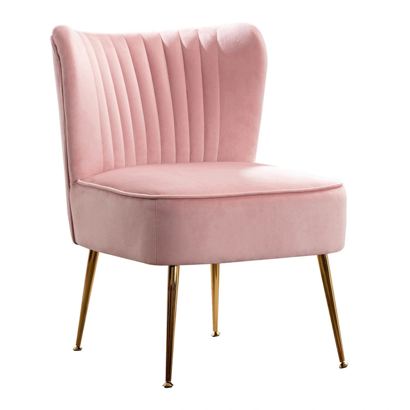 Fauteuil d'appoint capitonné en velours avec pieds dorés