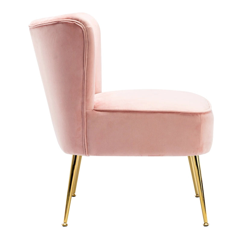 Fauteuil d'appoint capitonné en velours avec pieds dorés