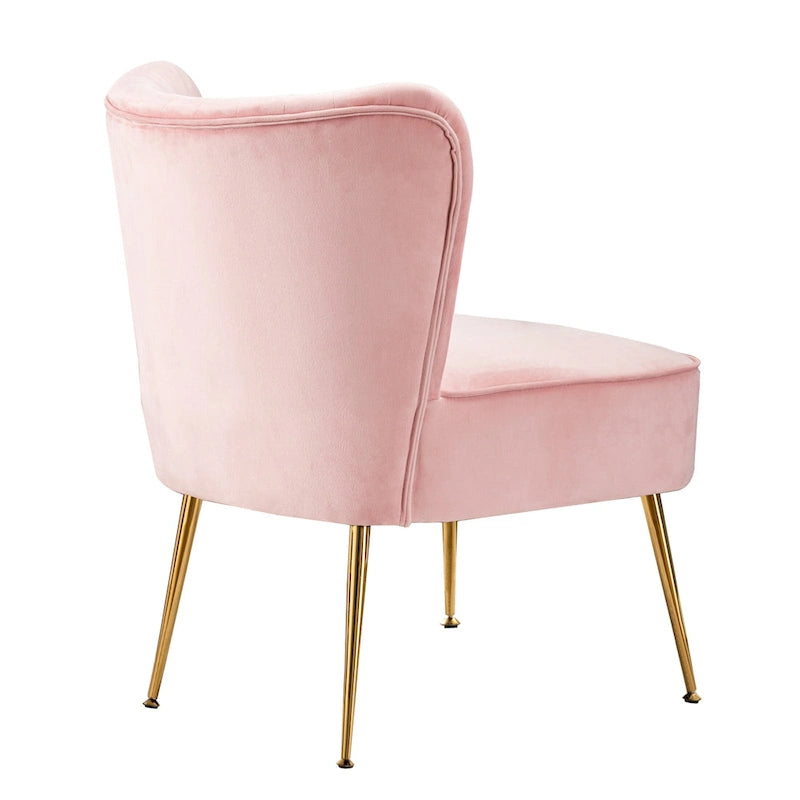 Fauteuil d'appoint capitonné en velours avec pieds dorés