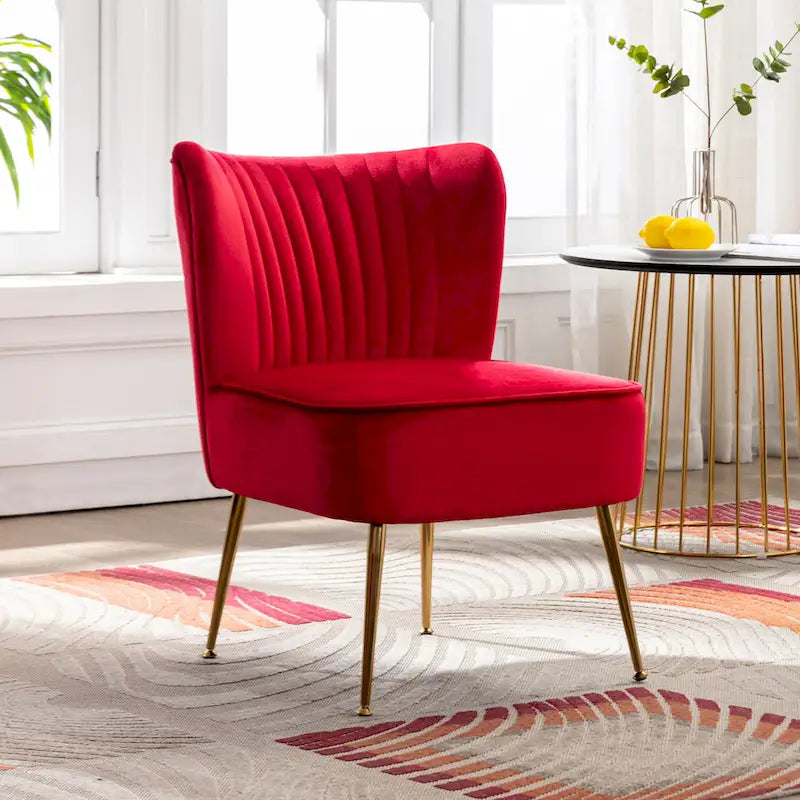 Fauteuil d'appoint capitonné en velours avec pieds dorés