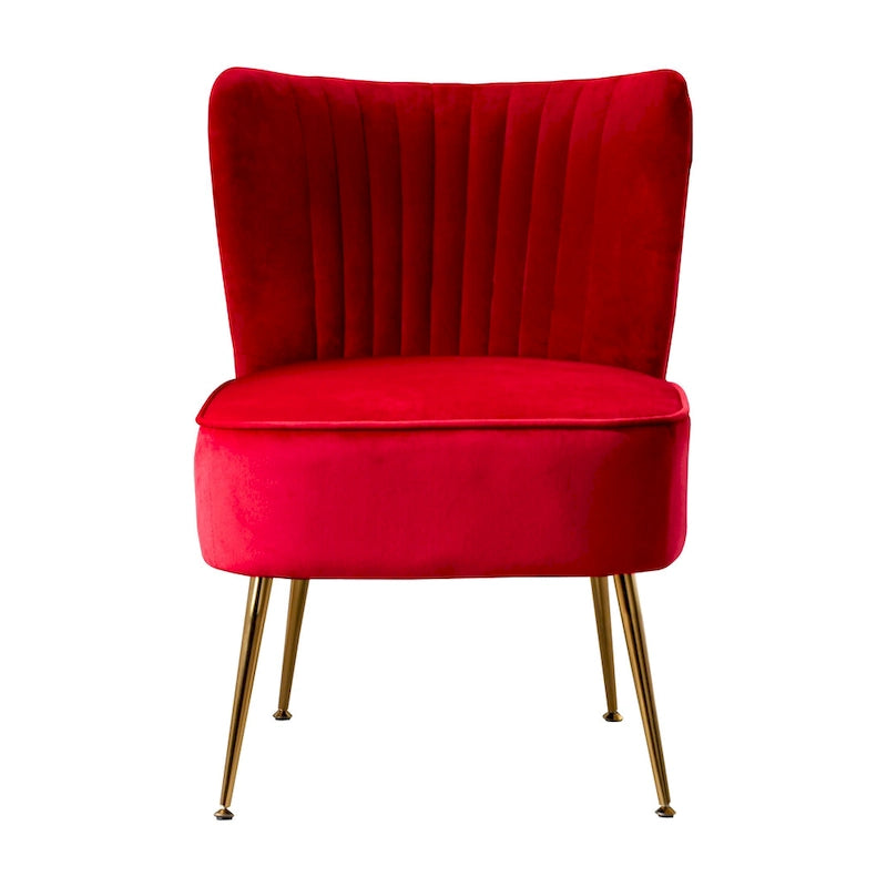 Fauteuil d'appoint capitonné en velours avec pieds dorés