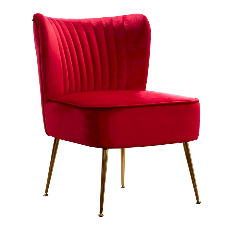 Fauteuil d'appoint capitonné en velours avec pieds dorés