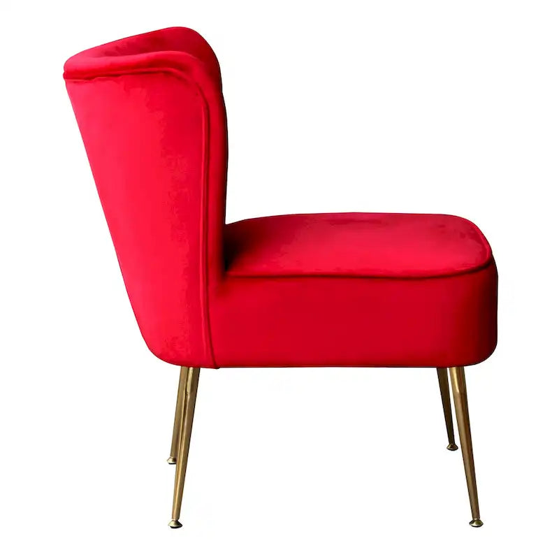 Fauteuil d'appoint capitonné en velours avec pieds dorés