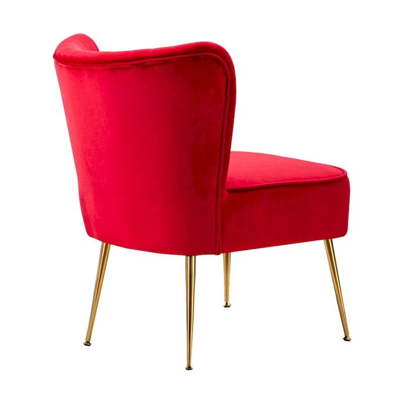 Fauteuil d'appoint capitonné en velours avec pieds dorés