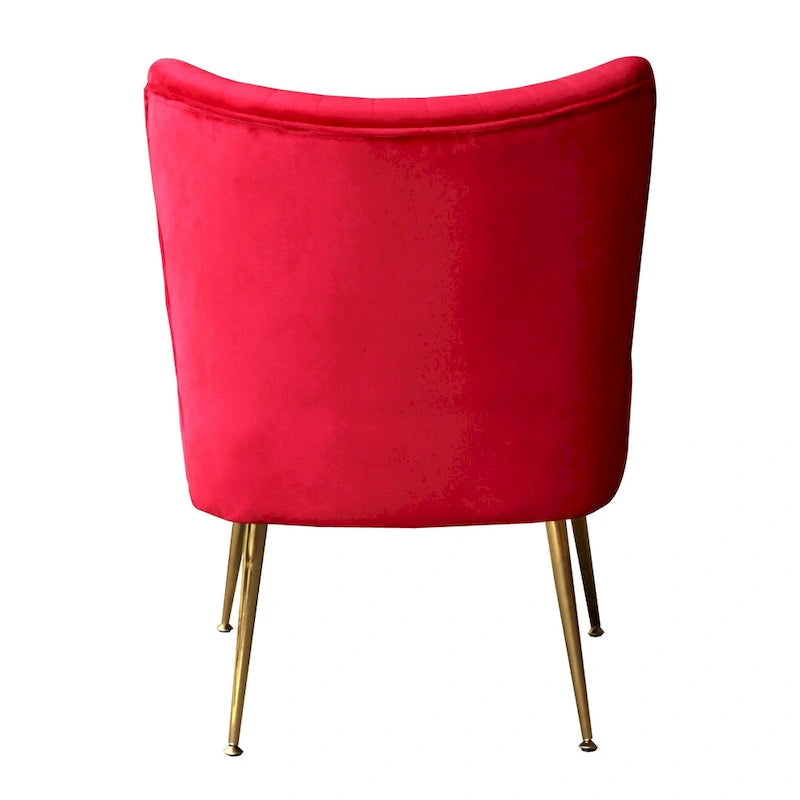 Fauteuil d'appoint capitonné en velours avec pieds dorés