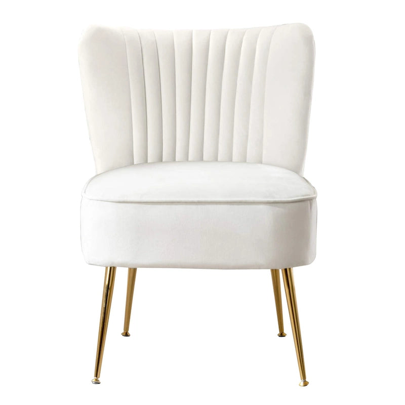 Fauteuil d'appoint capitonné en velours avec pieds dorés
