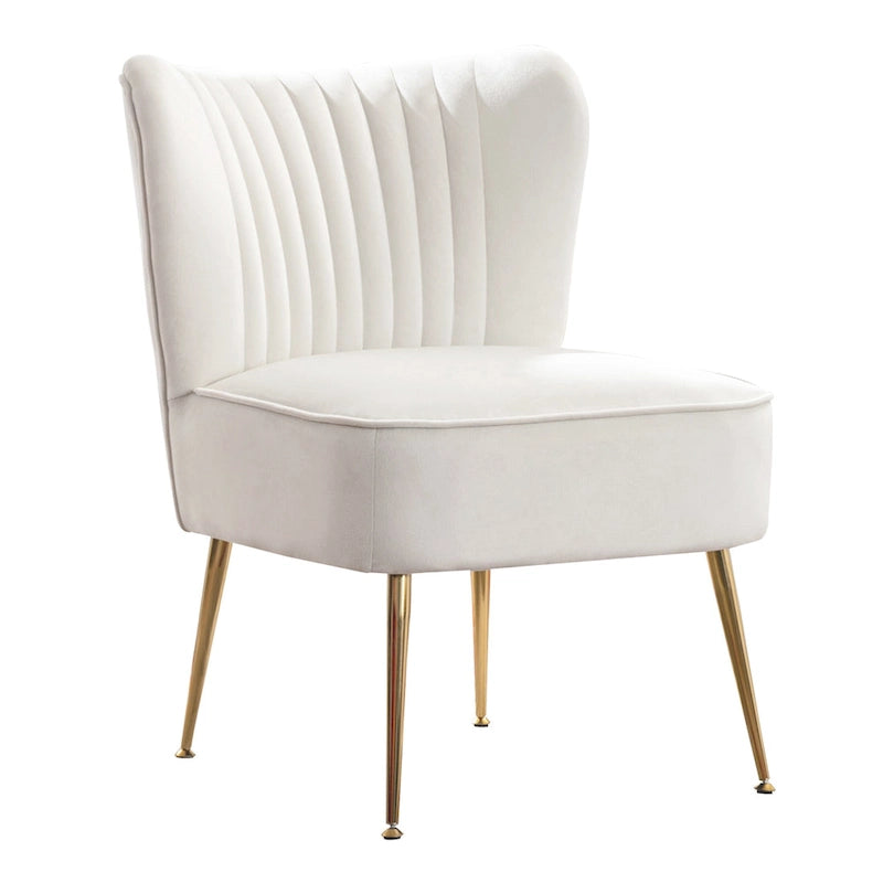 Fauteuil d'appoint capitonné en velours avec pieds dorés