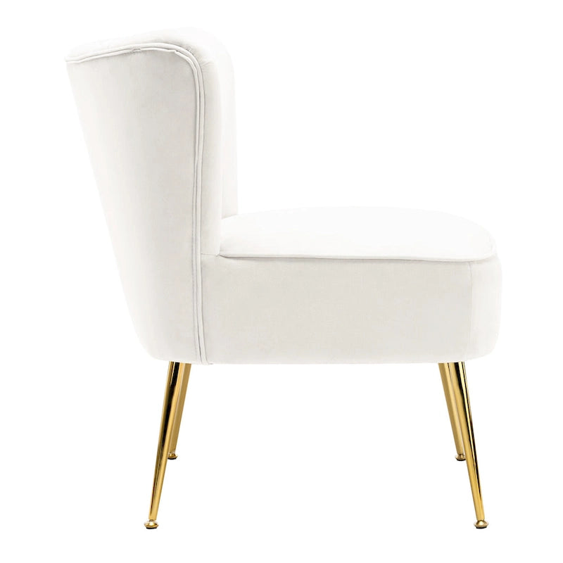 Fauteuil d'appoint capitonné en velours avec pieds dorés