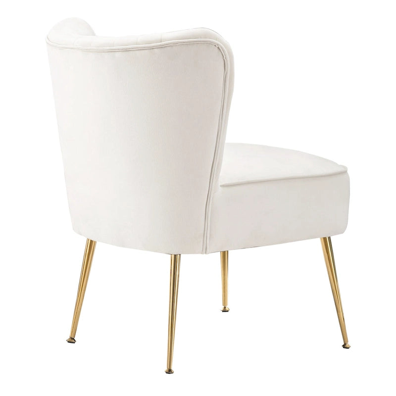 Fauteuil d'appoint capitonné en velours avec pieds dorés