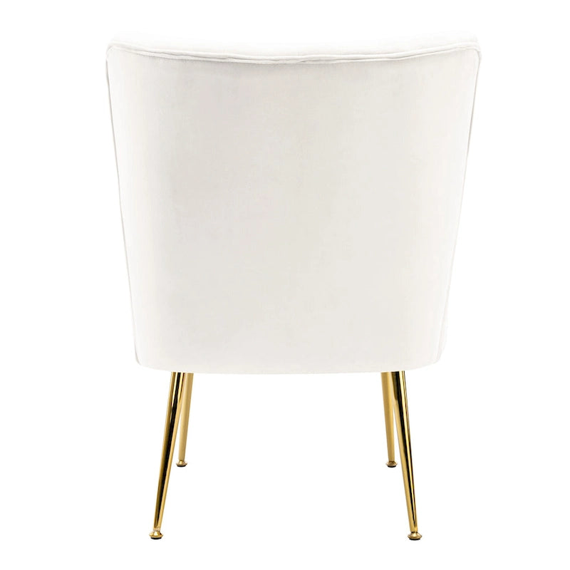 Fauteuil d'appoint capitonné en velours avec pieds dorés