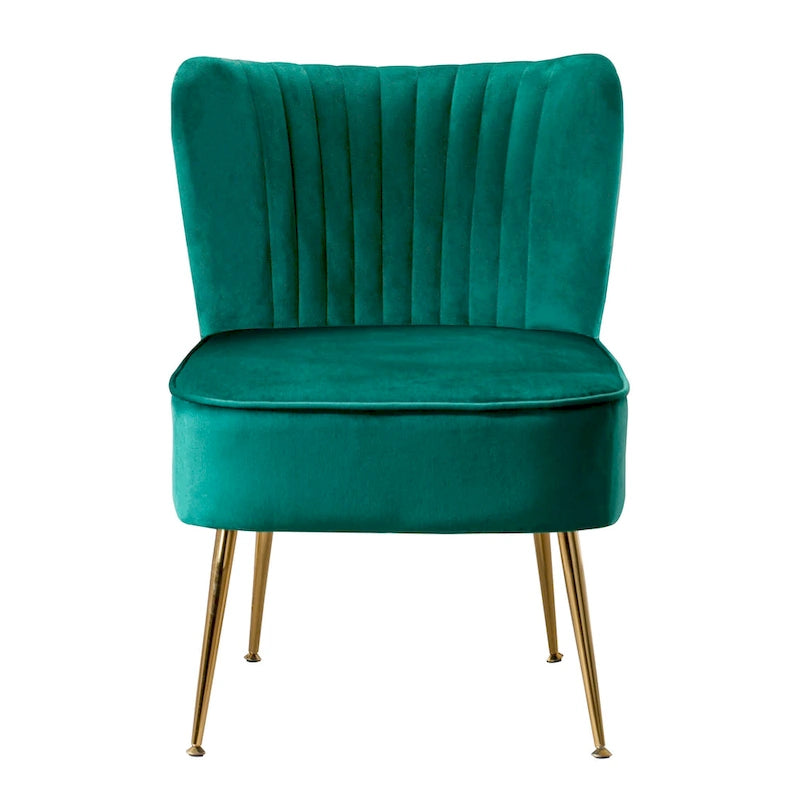 Fauteuil d'appoint capitonné en velours avec pieds dorés